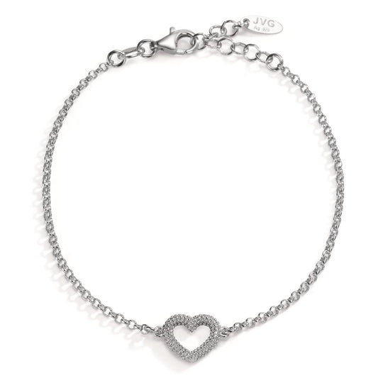 Bracelet Argent Rhodié Coeur 17-19 cm