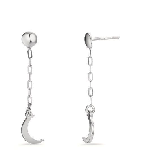 Pendant d'oreilles Argent Rhodié Lune