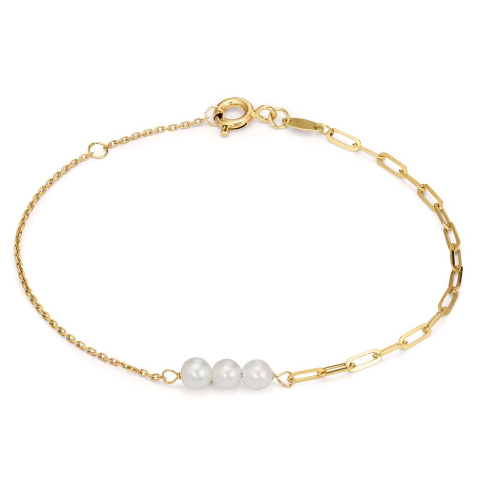 Bracelet Or jaune 9K perle d'eau douce 17-18.5 cm