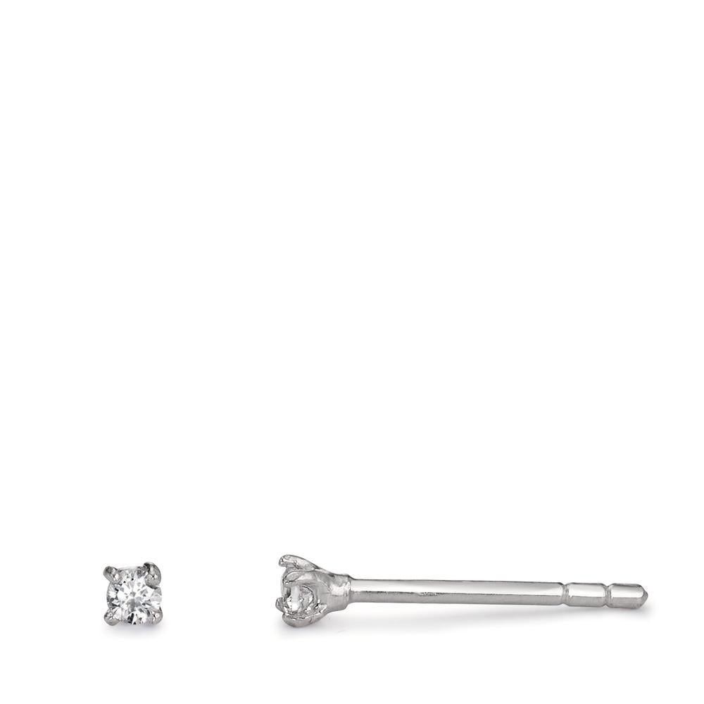 Clous d'oreilles Argent Zircone 2 Pierres Rhodié Ø2 mm