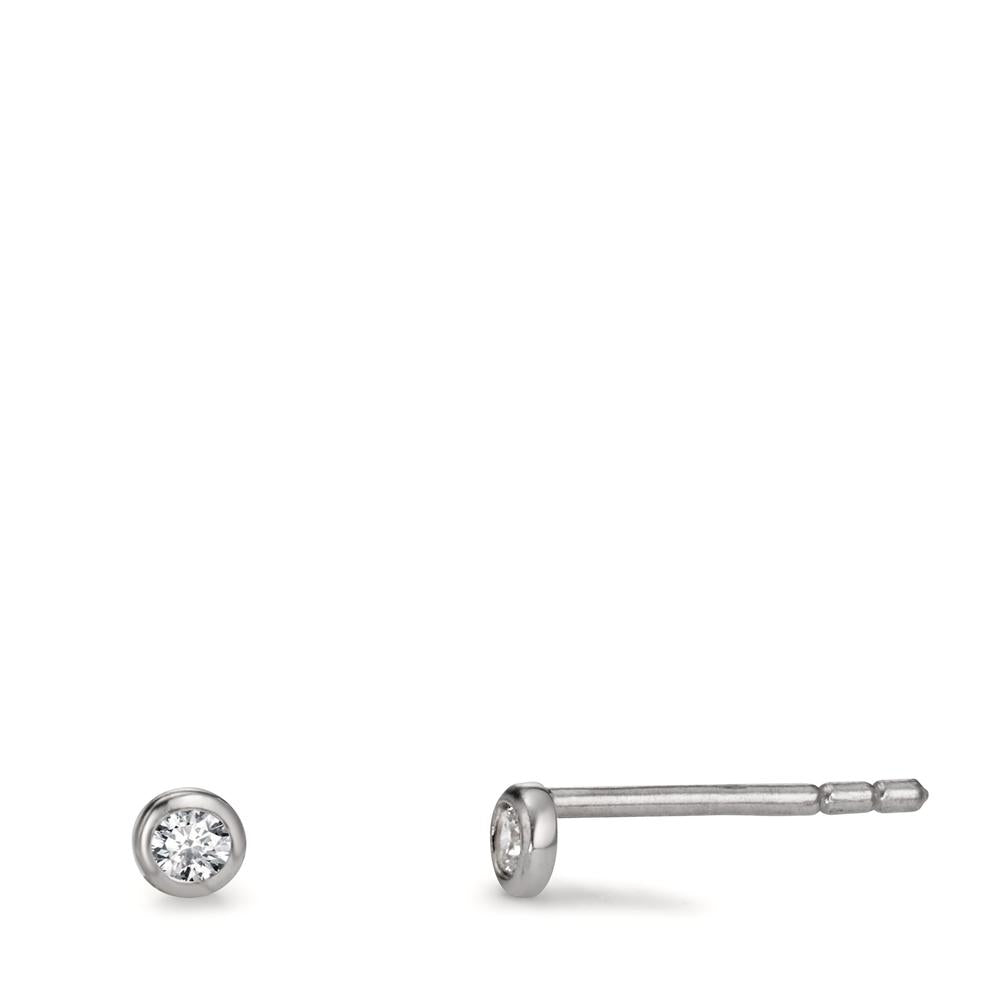 Clous d'oreilles Argent Zircone 2 Pierres Rhodié Ø3 mm