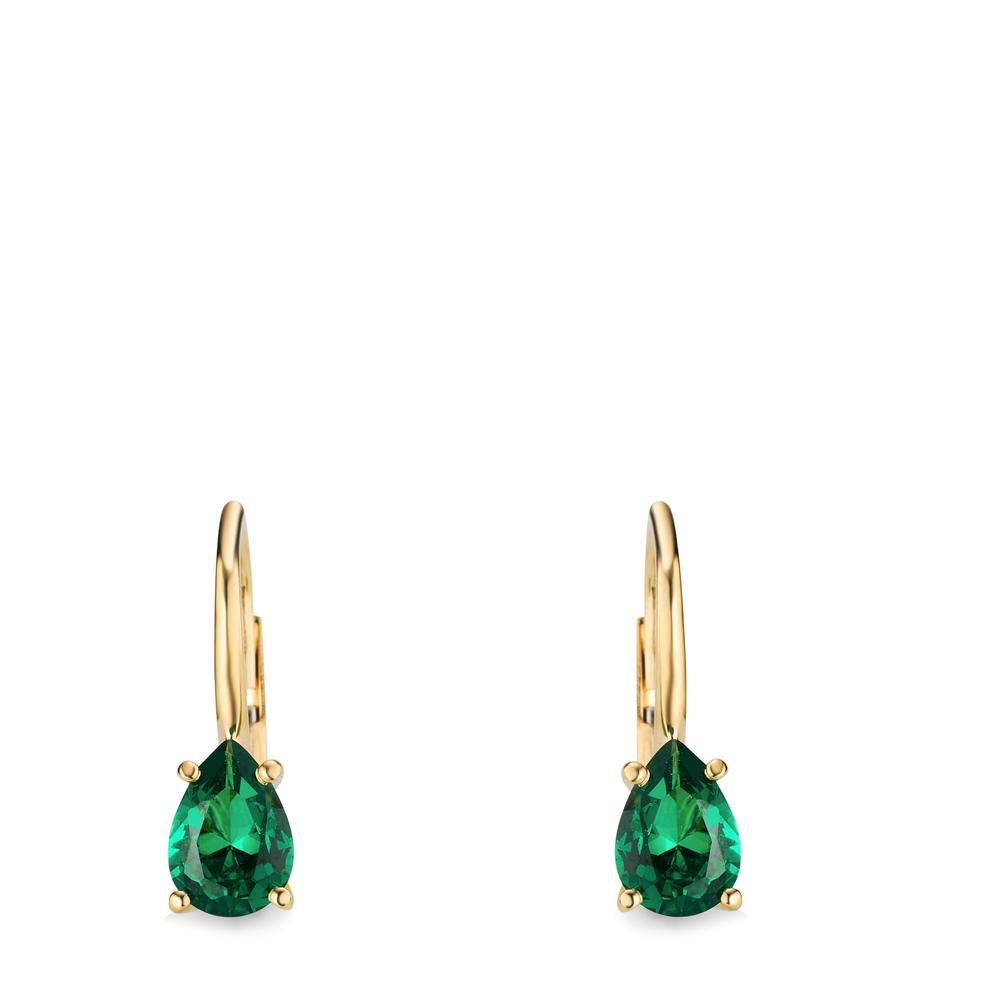 Pendant d'oreilles Or jaune 14K Zircone vert, 2 Pierres