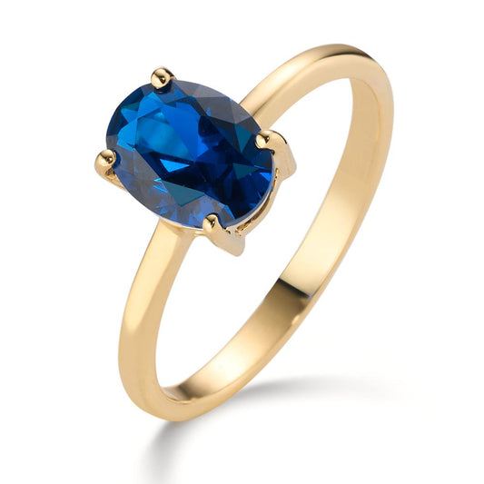 Anello Oro giallo 585/14 kt Zirconia blu