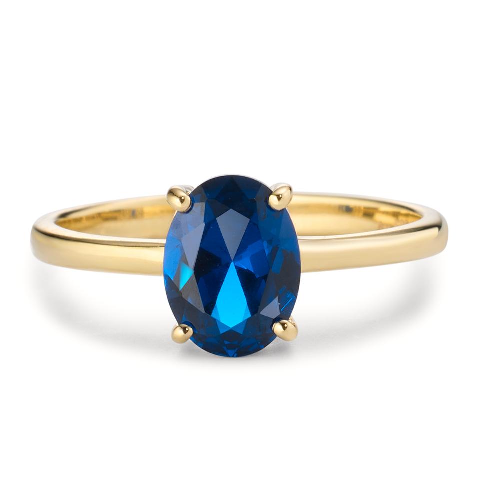 Fingerring 585/14 K Gelbgold Zirkonia blau