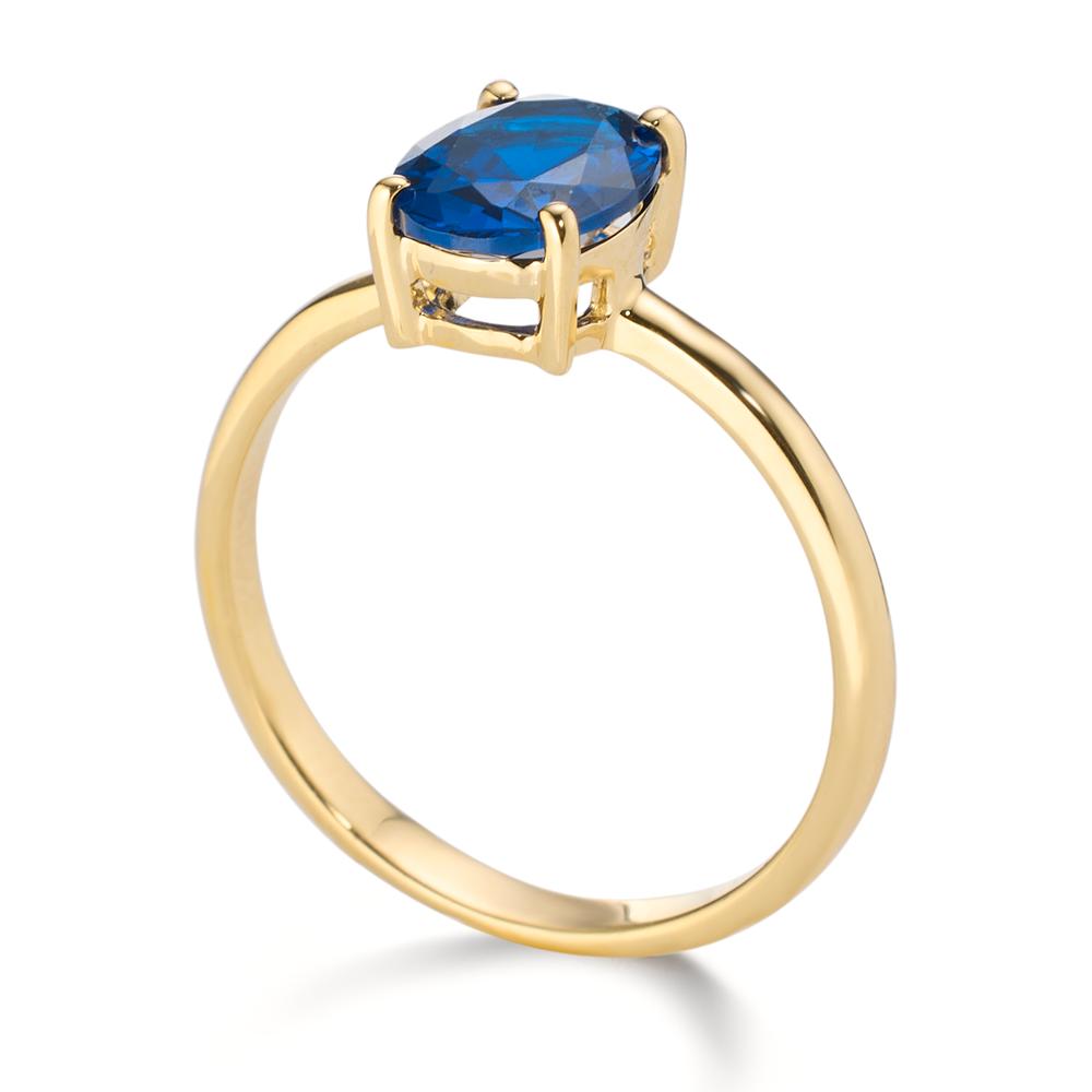 Bague Or jaune 14K Zircone bleu