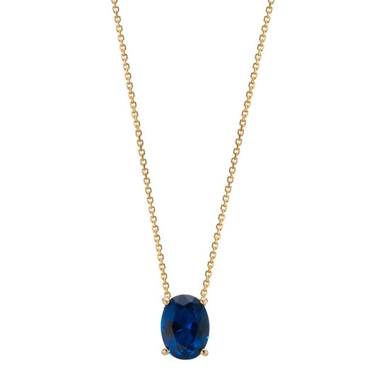 Collana Oro giallo 585/14 kt Zirconia blu 39-42 cm