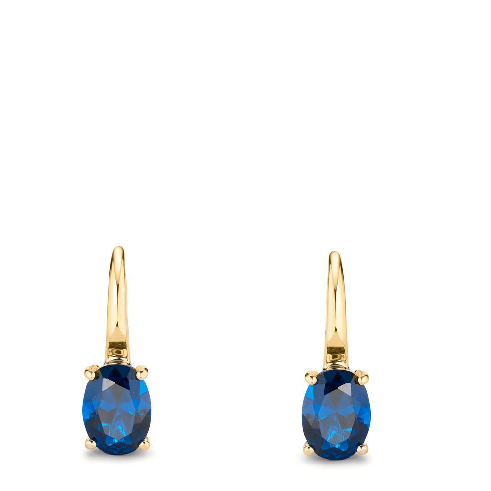 Orecchini Oro giallo 585/14 kt Zirconia blu, 2 pietra