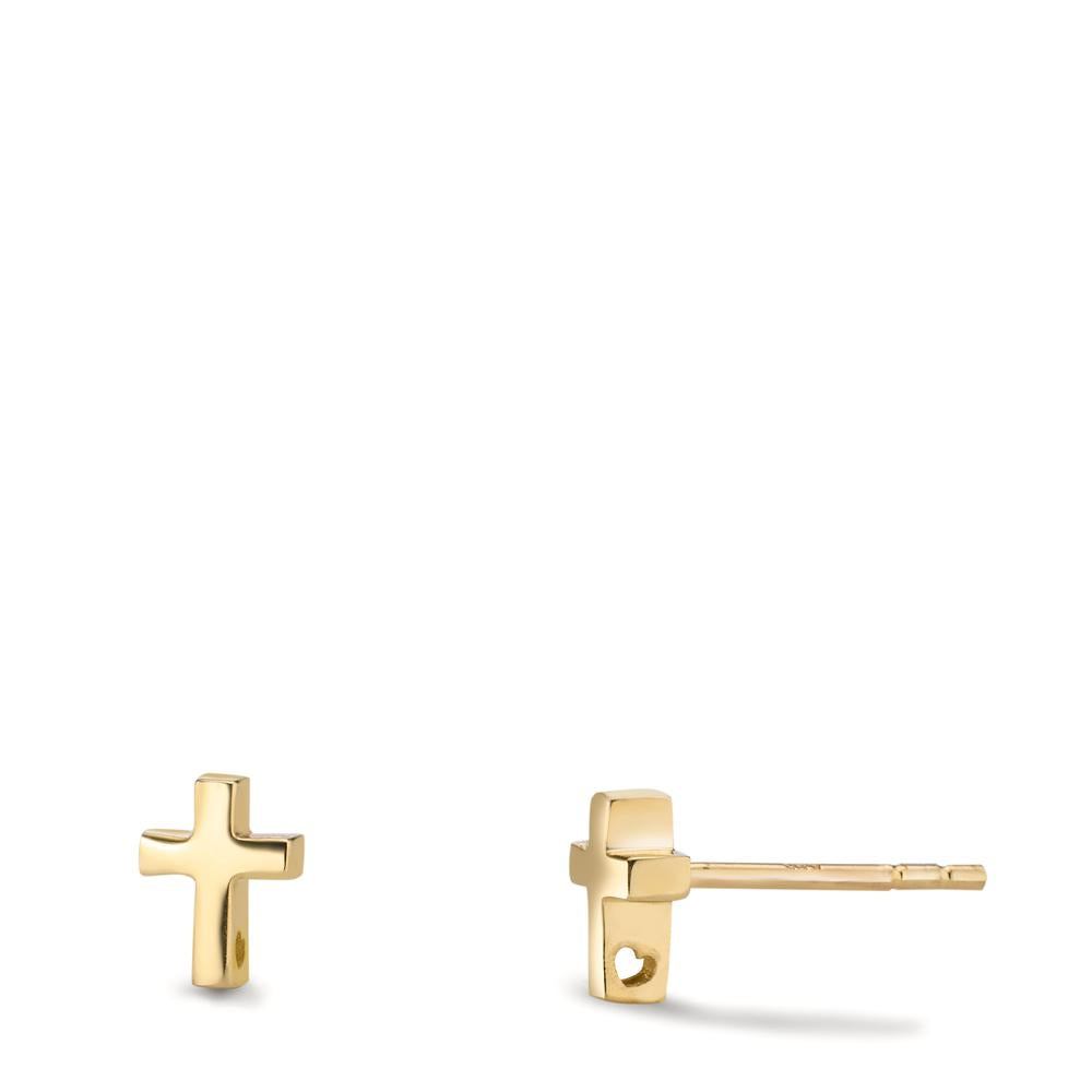 Clous d'oreilles Or jaune 14K Croix