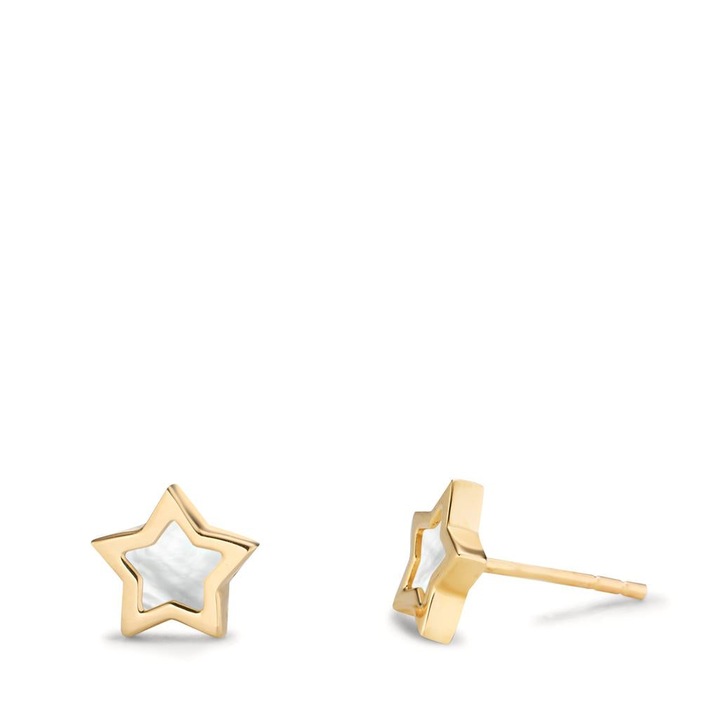 Clous d'oreilles Or jaune 14K nacre Étoile Ø7.5 mm