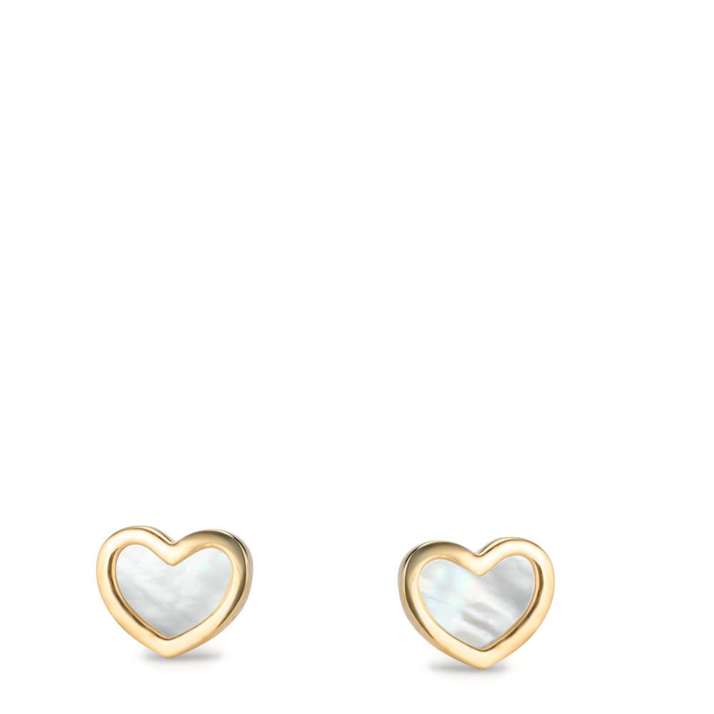 Clous d'oreilles Or jaune 14K nacre Coeur Ø6.5 mm