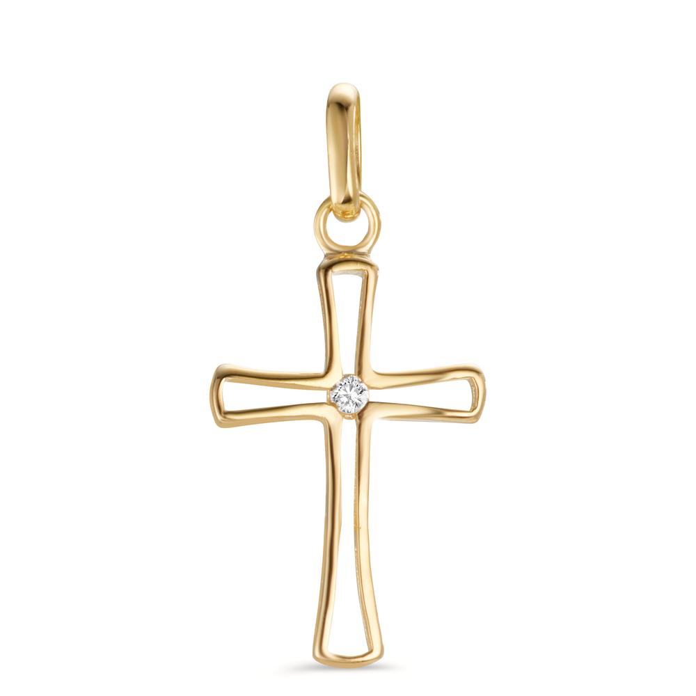 Pendentif Or jaune 9K Zircone Croix