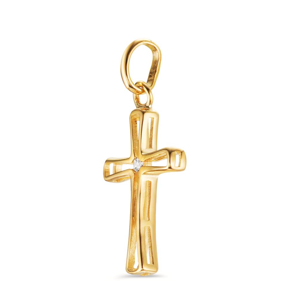 Pendentif Or jaune 9K Zircone Croix