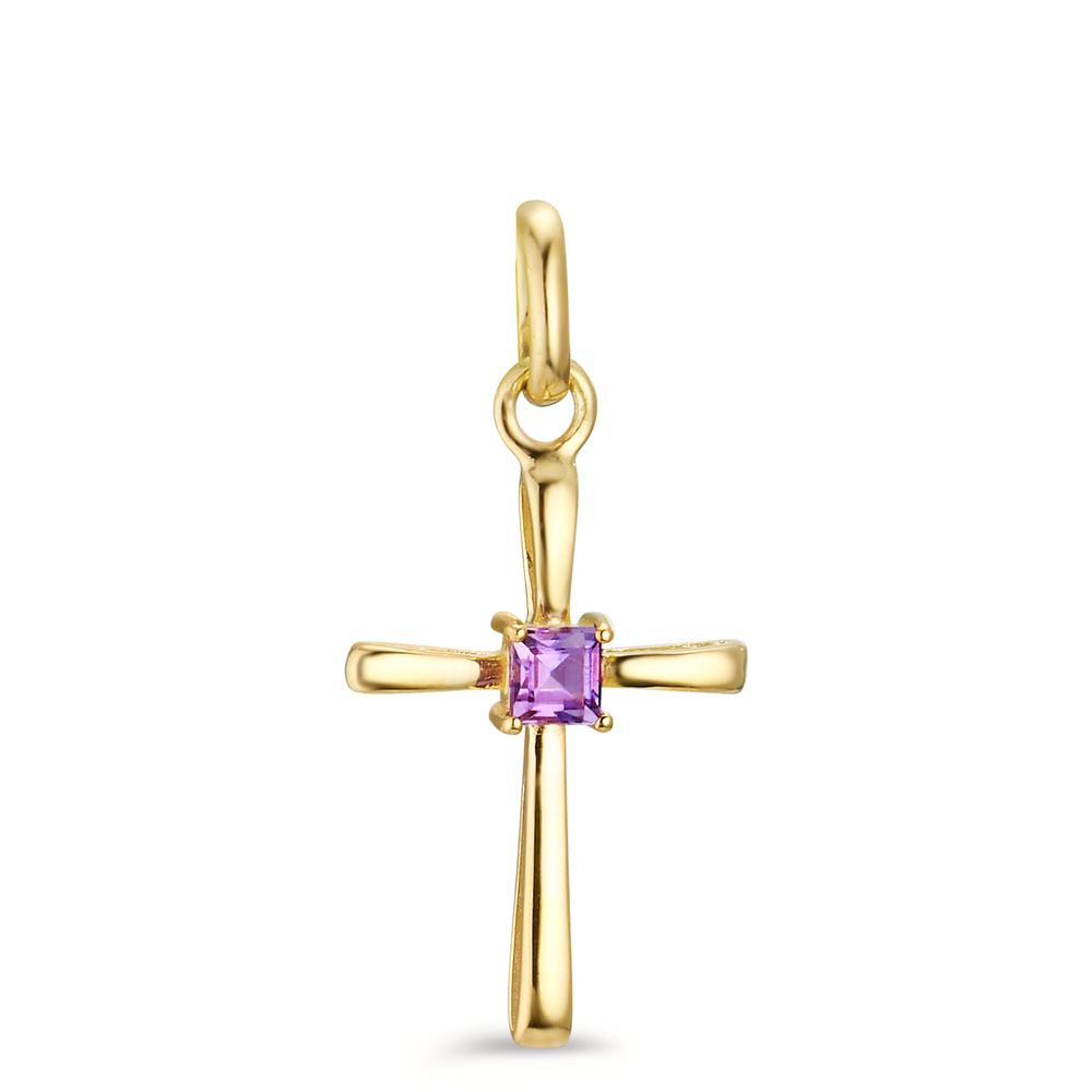 Anhänger 375/9 K Gelbgold Amethyst Kreuz