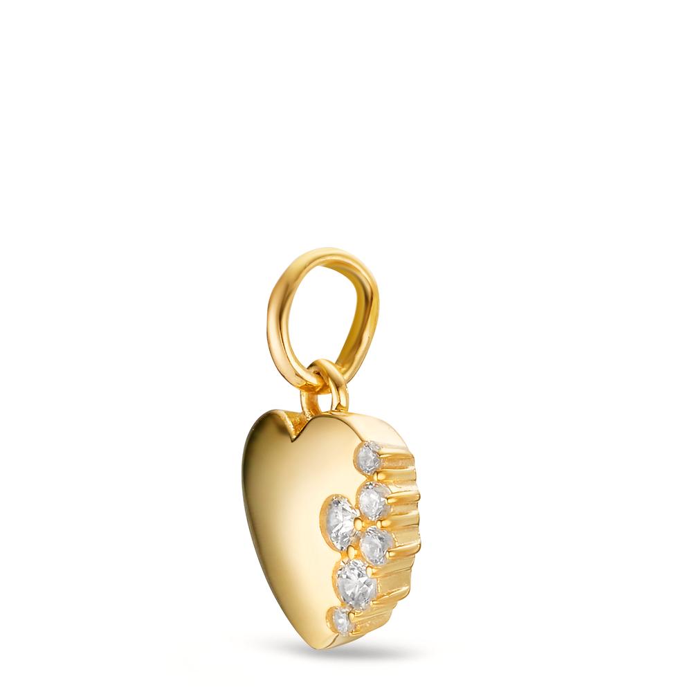 Pendentif Or jaune 9K Zircone 6 Pierres Coeur Ø10 mm