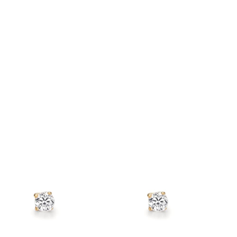 Clous d'oreilles Or jaune 9K Zircone 2 Pierres Ø2 mm