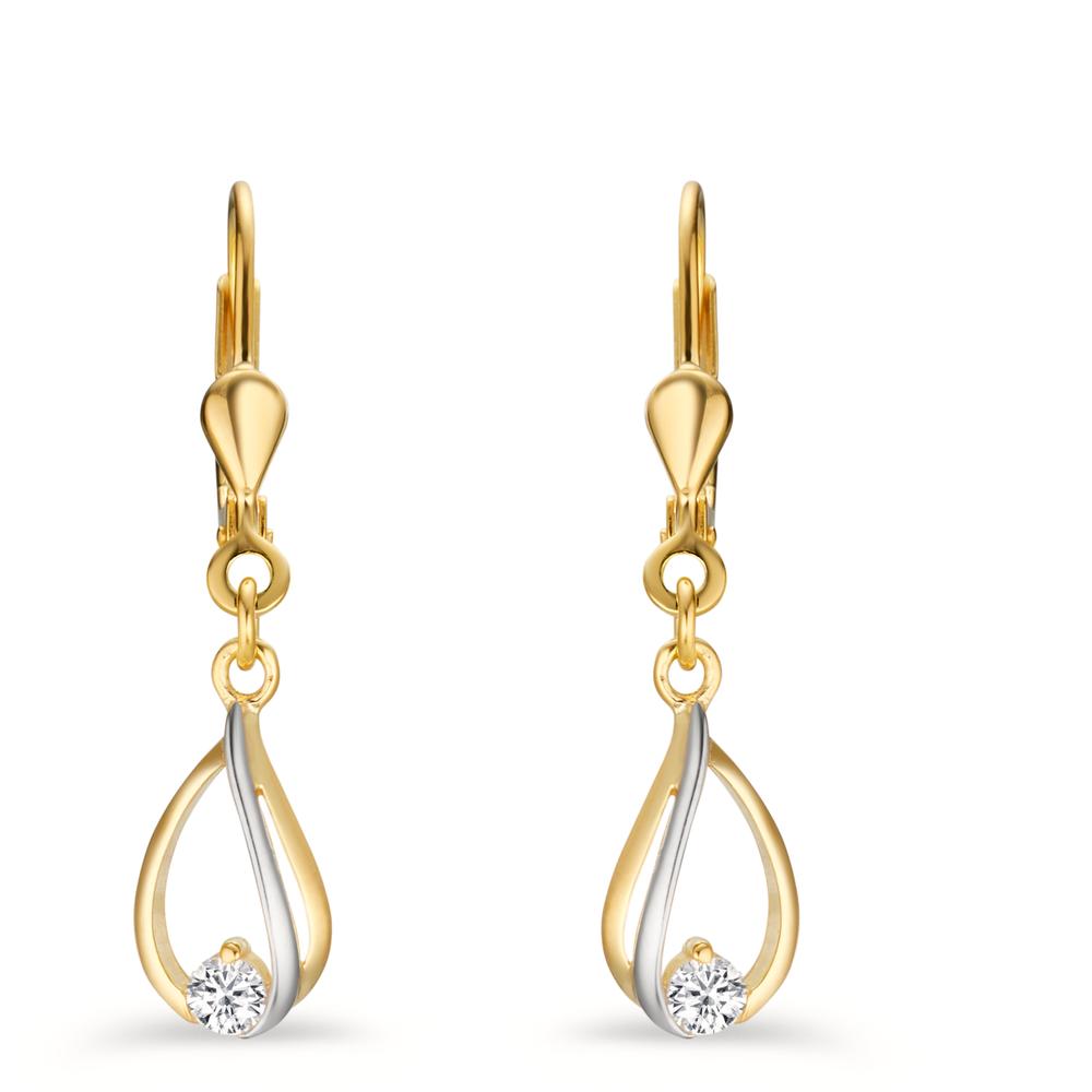 Orecchini Oro giallo 375/9K Zirconia 2 pietra bicolore