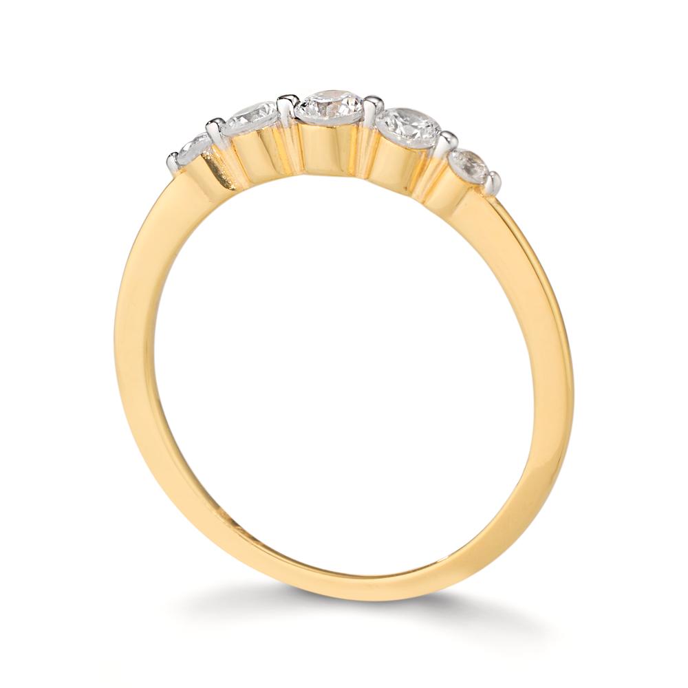 Fingerring 375/9 K Gelbgold Zirkonia 5 Steine