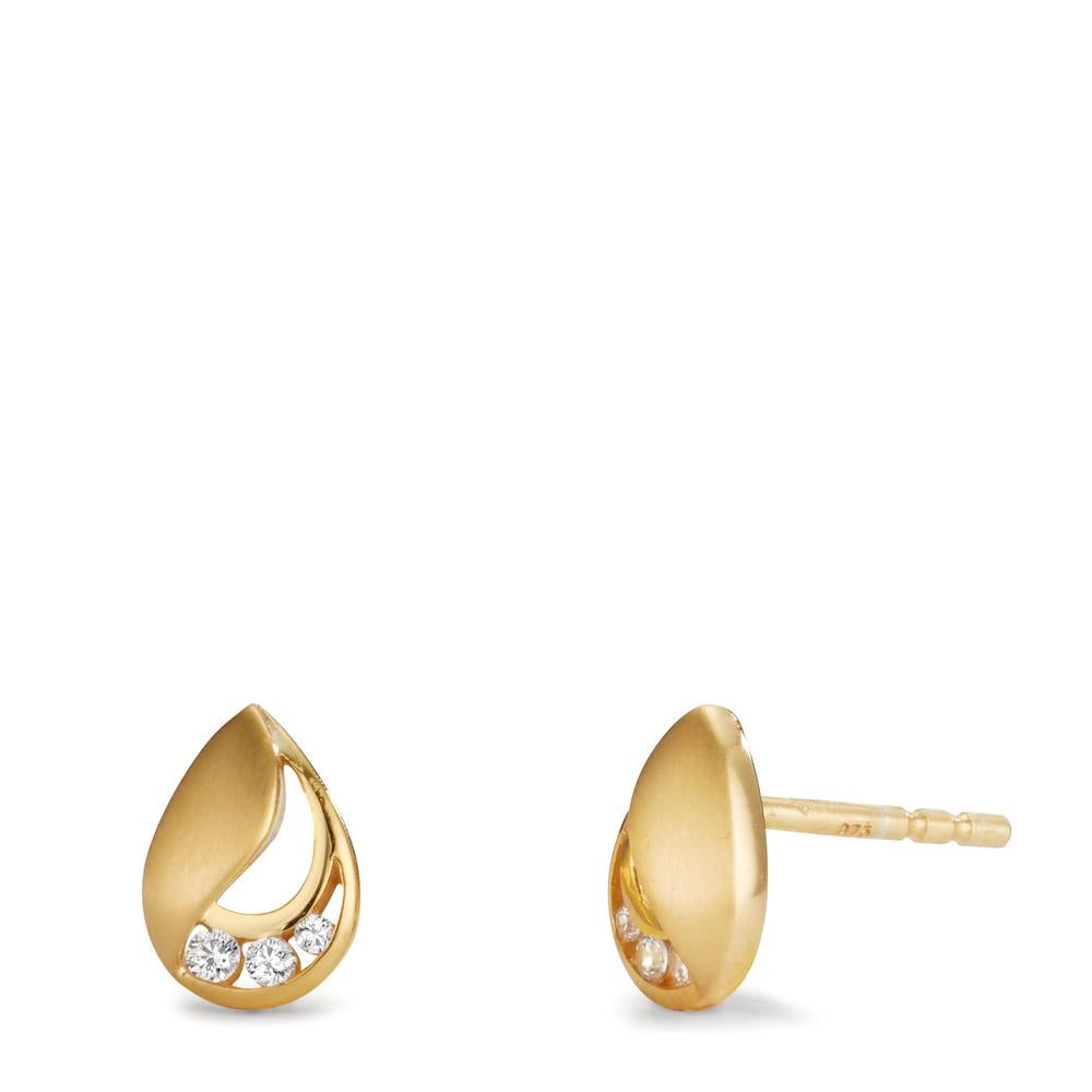 Clous d'oreilles Or jaune 9K Zircone 6 Pierres