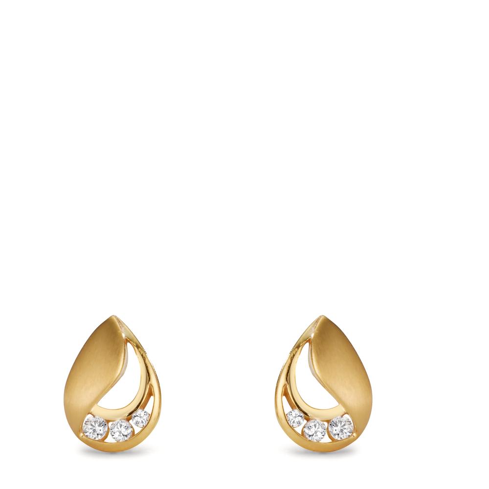 Clous d'oreilles Or jaune 9K Zircone 6 Pierres