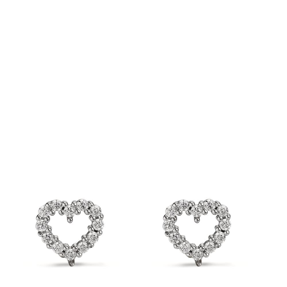 Clous d'oreilles Argent Zircone Rhodié Coeur Ø8.5 mm