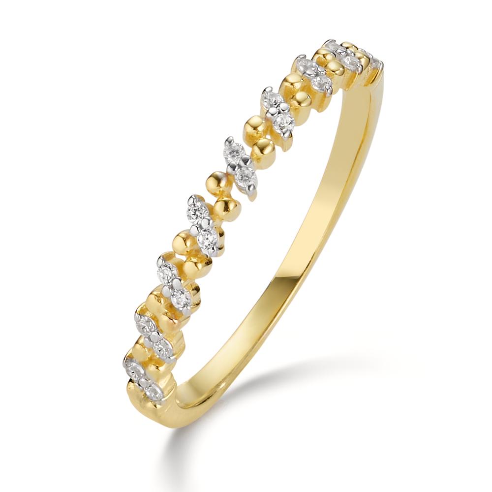 Fingerring 375/9 K Gelbgold Zirkonia 18 Steine