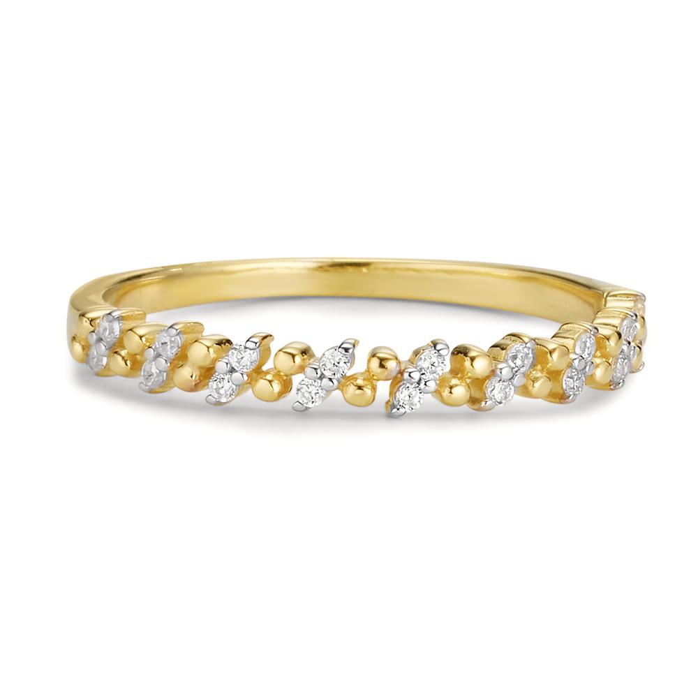 Bague Or jaune 9K Zircone 18 Pierres