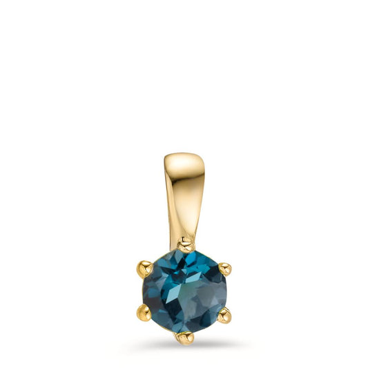 Pendentif Or jaune 9K Topaze London Blue Ø5.5 mm