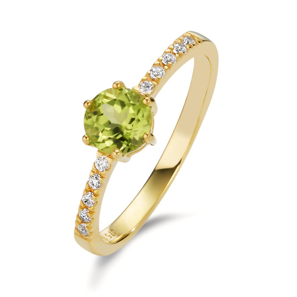 Anello Oro giallo 375/9K Peridoto, Zirconia 10 pietra