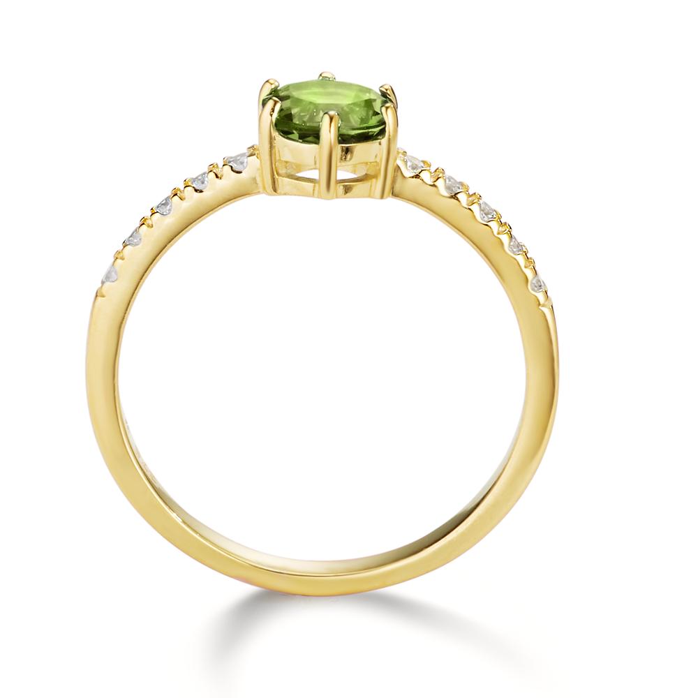 Anello Oro giallo 375/9K Peridoto, Zirconia 10 pietra