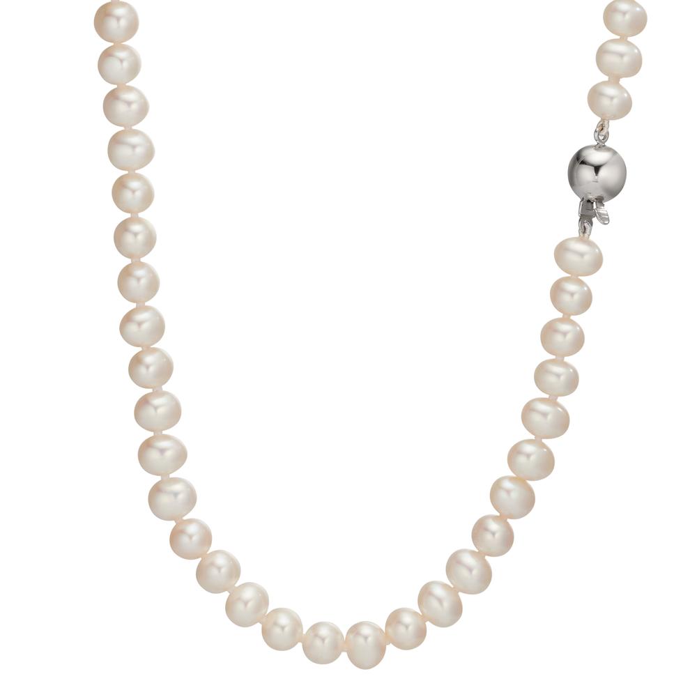 Collier Or blanc 18K perle d'eau douce 45 cm