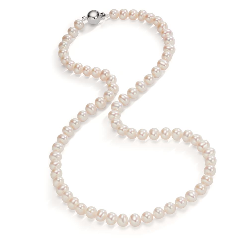 Collier Or blanc 18K perle d'eau douce 45 cm