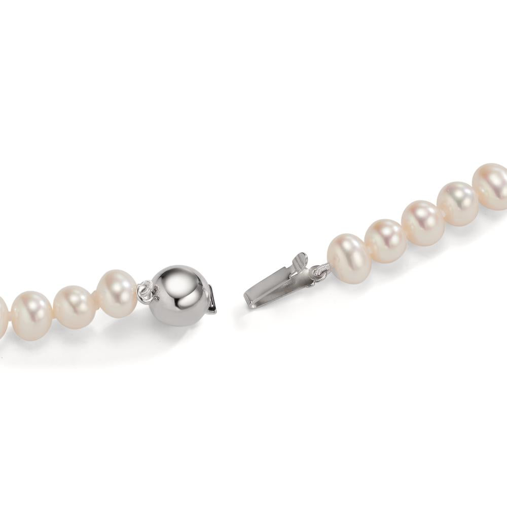 Collier Or blanc 18K perle d'eau douce 45 cm