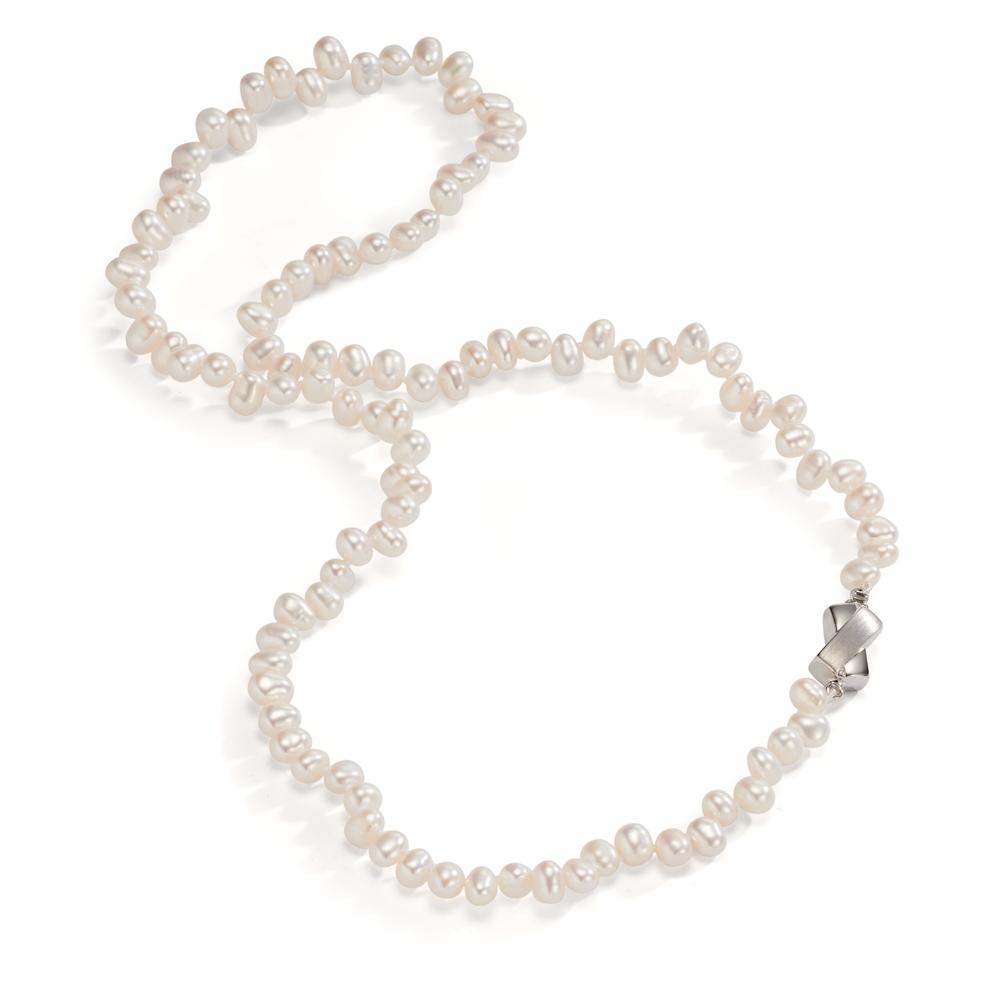 Collier Or blanc 18K perle d'eau douce 46 cm