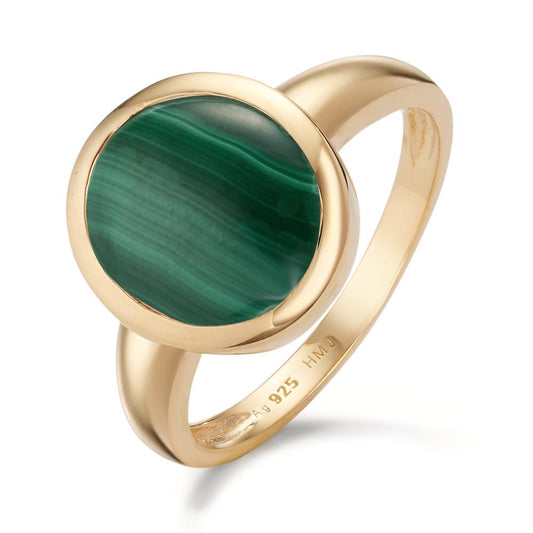 Anello Argento Malachite giallo dorato