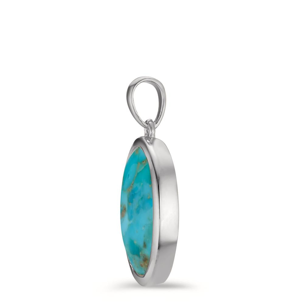 Pendentif Argent Turquoise Rhodié