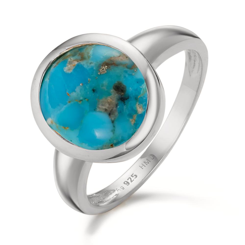 Bague Argent Turquoise Rhodié