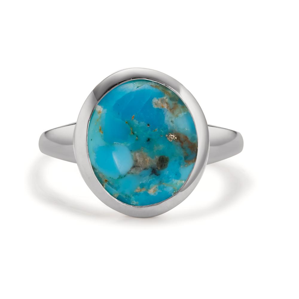 Bague Argent Turquoise Rhodié