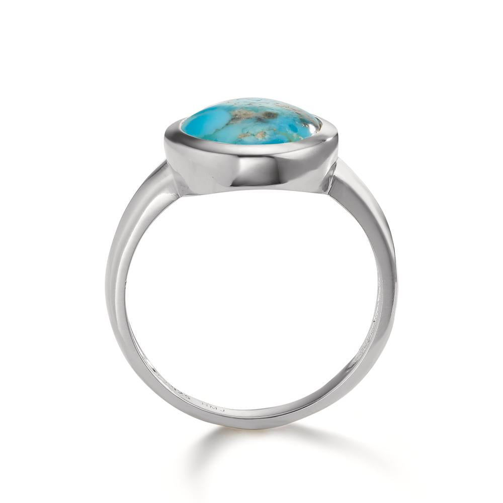 Bague Argent Turquoise Rhodié