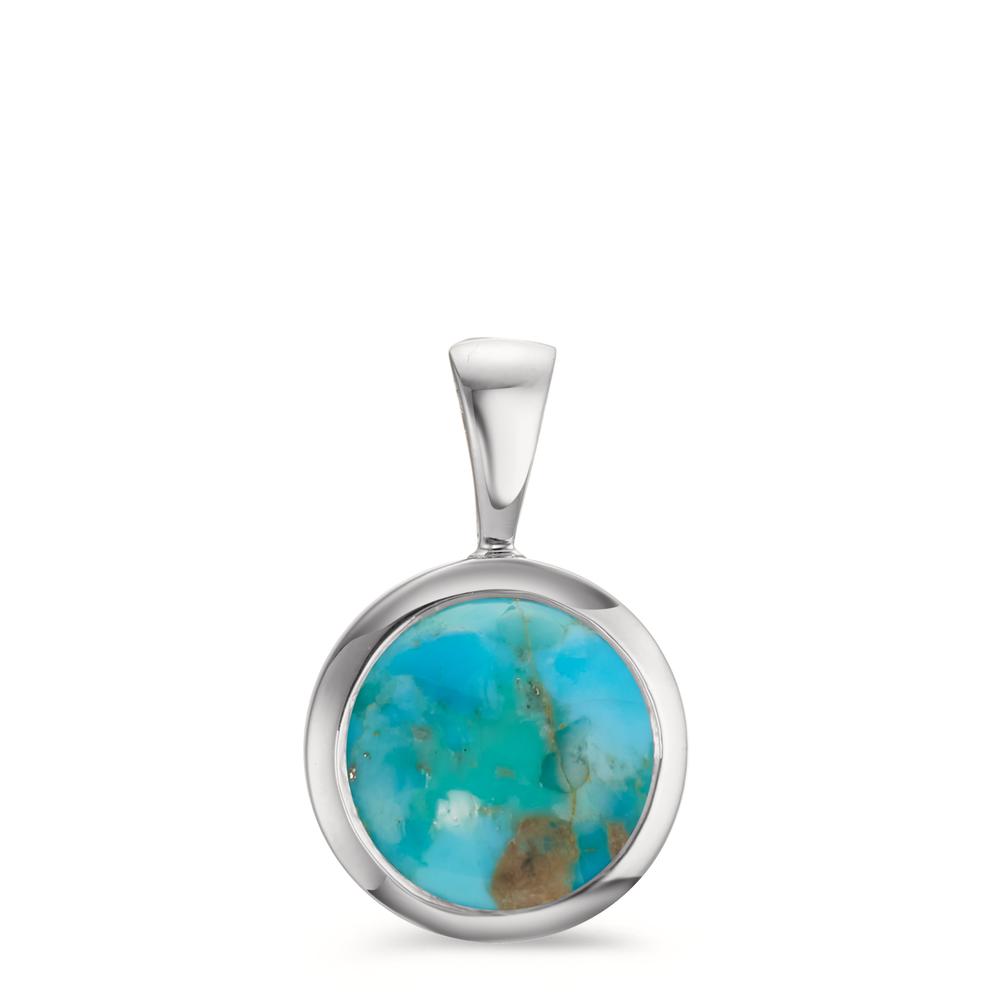 Pendentif Argent Turquoise Rhodié Ø14.5 mm