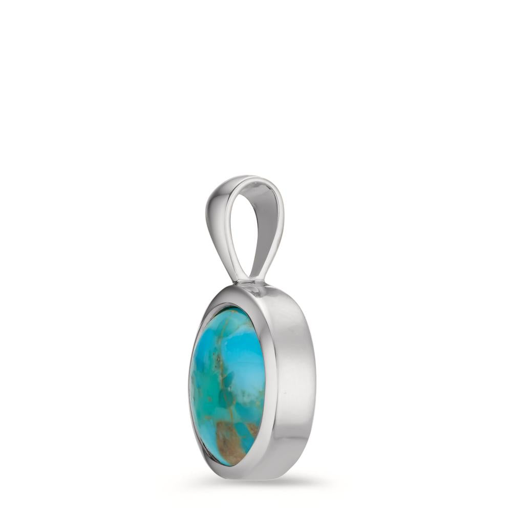 Pendentif Argent Turquoise Rhodié Ø14.5 mm