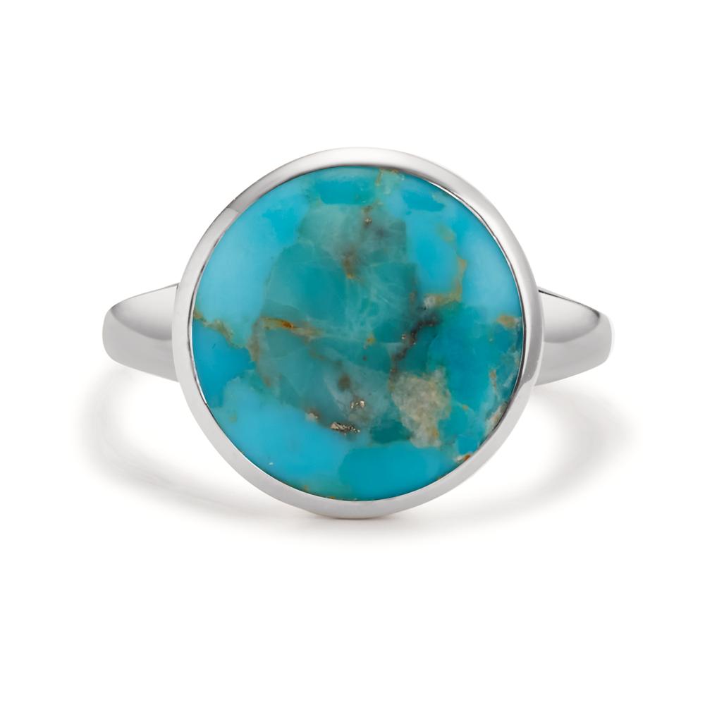 Bague Argent Turquoise Rhodié