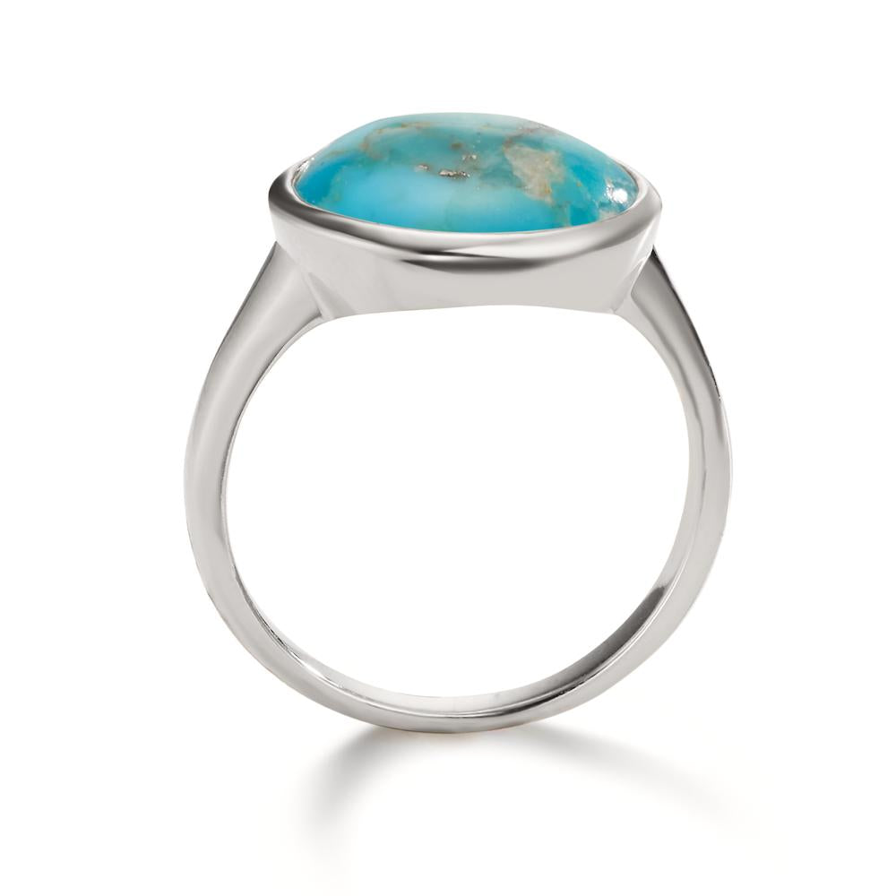 Bague Argent Turquoise Rhodié