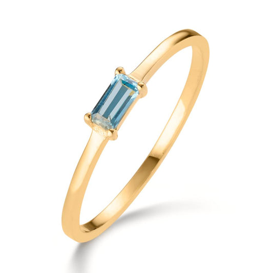 Anello Oro giallo 585/14 kt Topazio blu, 0.15 ct