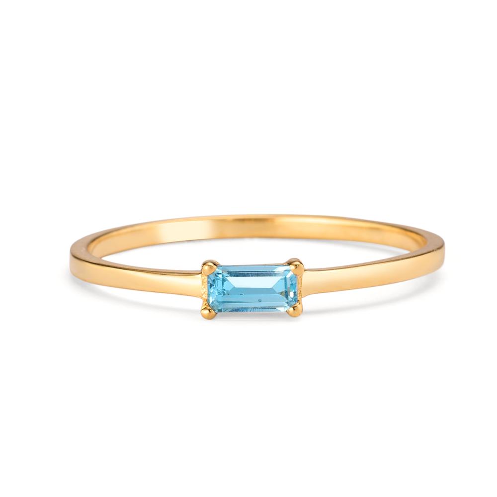 Bague Or jaune 14K Topaze bleu, 0.15 ct