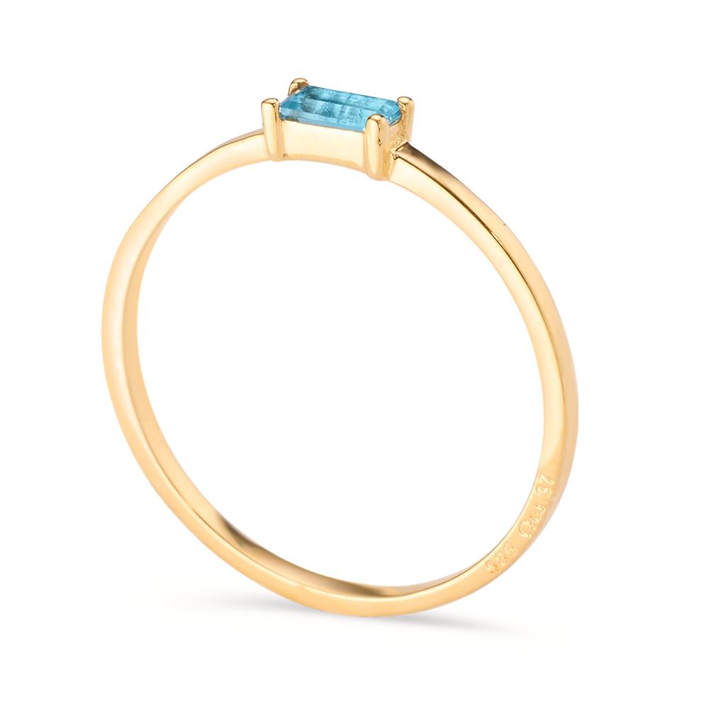 Fingerring 585/14 K Gelbgold Topas blau, 0.15 ct