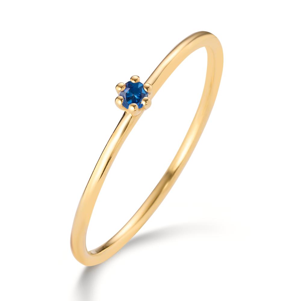 Bague solitaire Or jaune 14K Saphir 0.04 ct