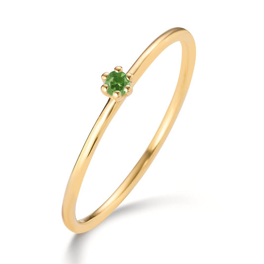 Anello solitario Oro giallo 585/14 kt Granato verde, 0.04 ct