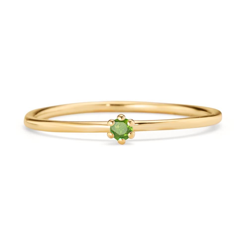 Bague solitaire Or jaune 14K Grenat vert, 0.04 ct