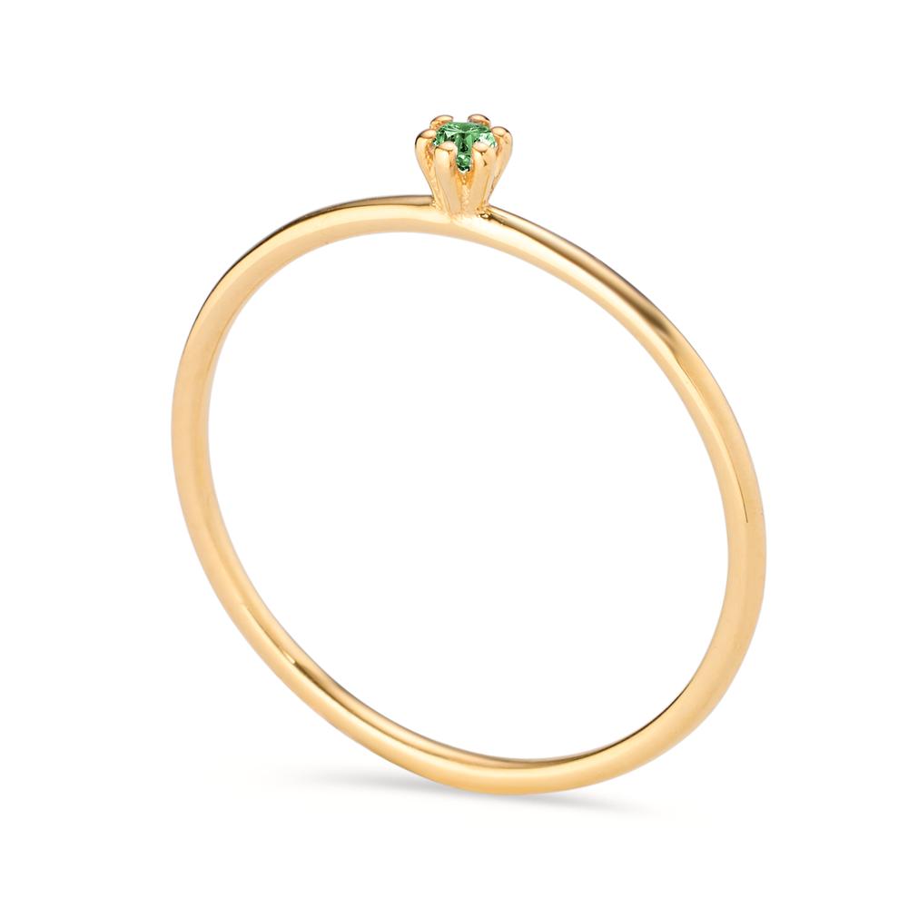 Anello solitario Oro giallo 585/14 kt Granato verde, 0.04 ct