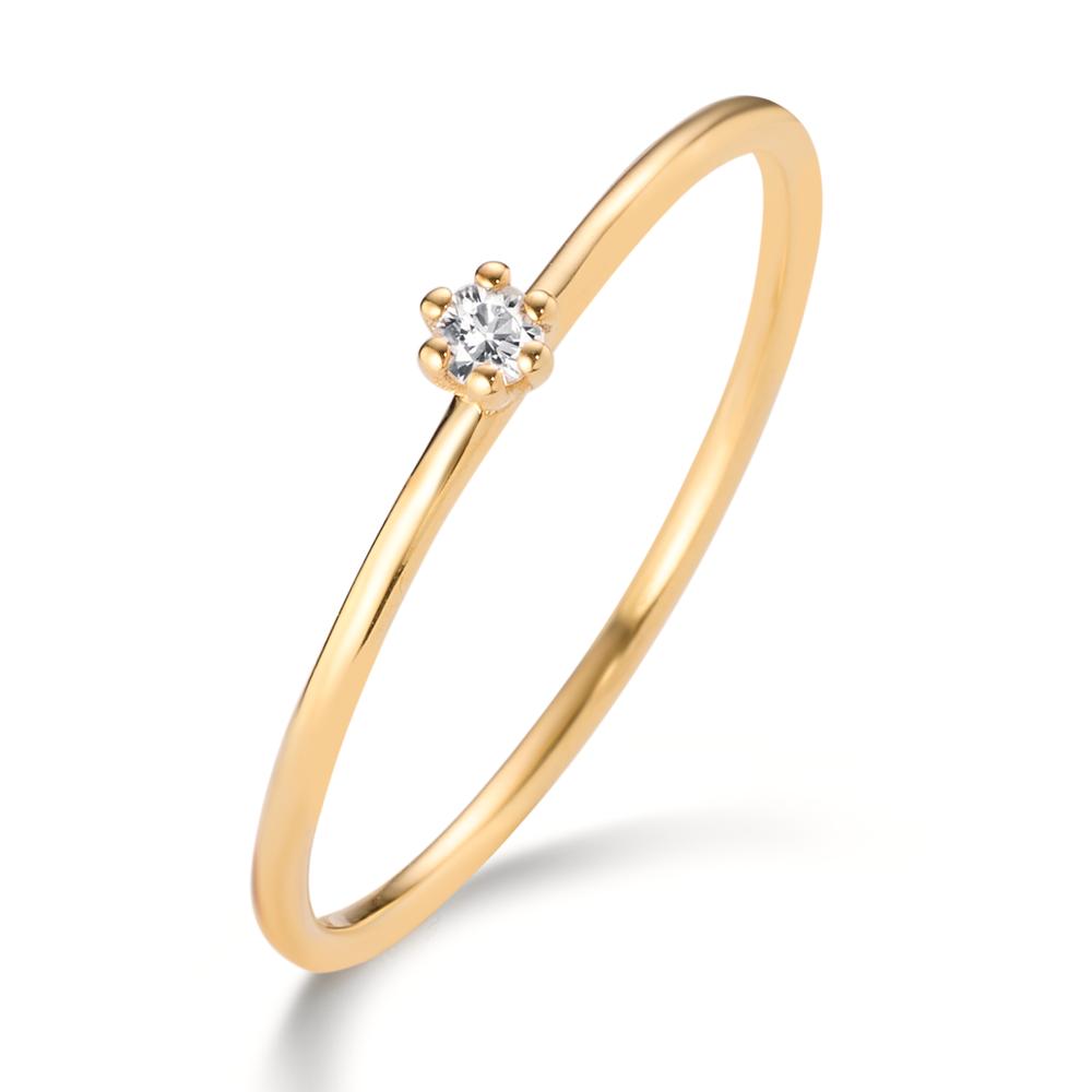 Bague solitaire Or jaune 14K Diamant 0.034 ct, w-si